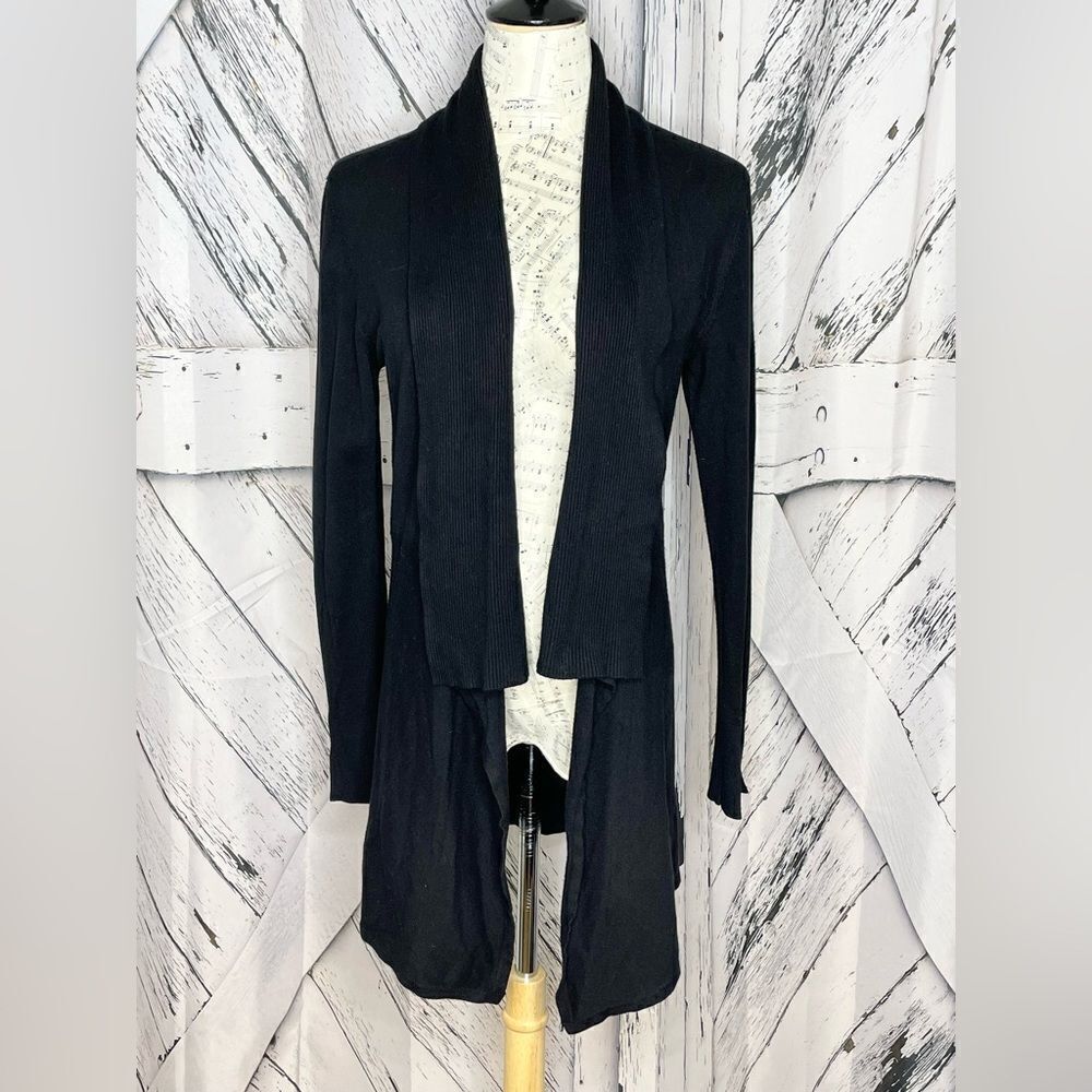 White House Black Market Black Waterfall Open Cardigan S